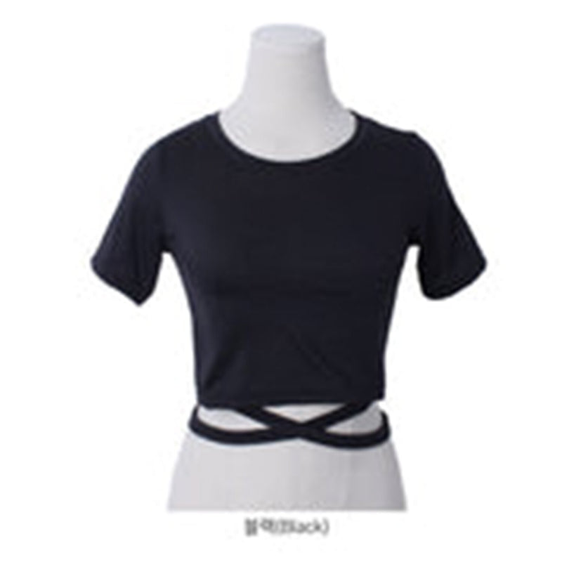 Trendywhere Slim Fit Cross Strap Crop Top  Free (XS-M)