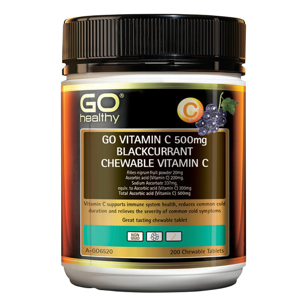 Go Healthy [Authorized Sales Agent] GO Healthy Go Vitamin C 500mg Blackcurrant Chewable Vitamin C - 200 Tablets  200pcs/box