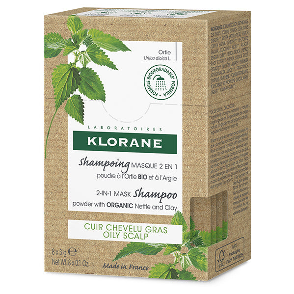 Klorane Organic Nettle And Clay Mask Powder Oily Scalp Treatment 8x3g