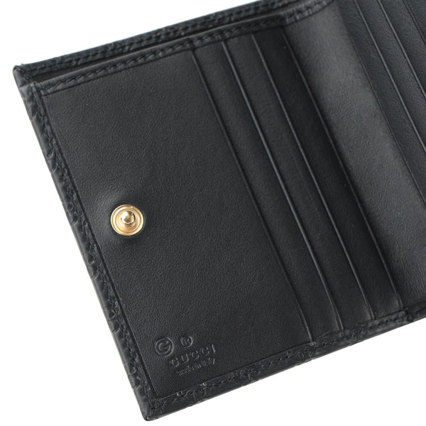 Gucci Micro GG Guccissima Leather Small Bifold Wallet 510318  Black