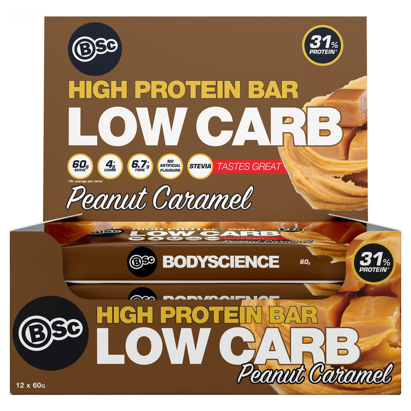 Body Science High Protein Bar 60g - Peanut Caramel 12 Box