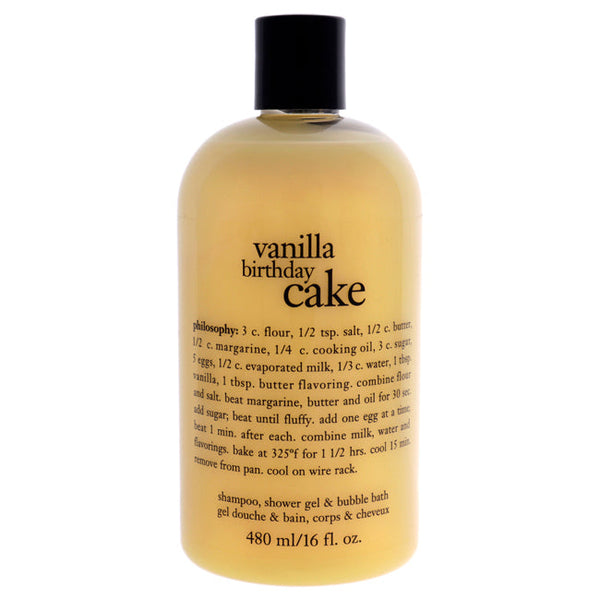 Philosophy Vanilla Birthday Cake by Philosophy for Unisex - 16 oz Shampoo, Shower Gel and Bubble Bath