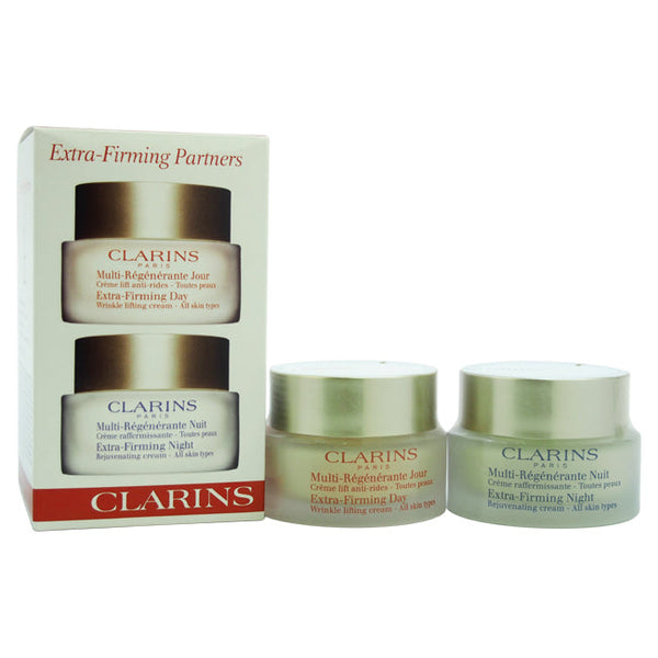 Clarins Extra Firming Partners Day Cream 50ml & Night Cream 50ml - All skin types by Clarins for Unisex - 2 Pc Set