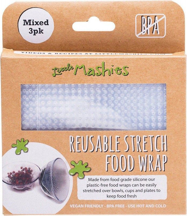 Little Mashies Reusable Stretch Silicone Food Wrap 3 Pack
