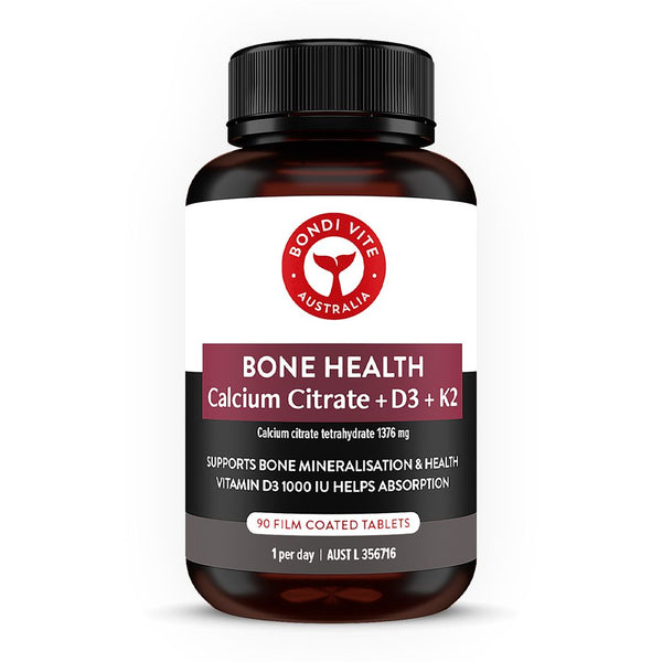 Bondi Vite Bone Health Calcium Citrate + D3 + K2 90 Tablets