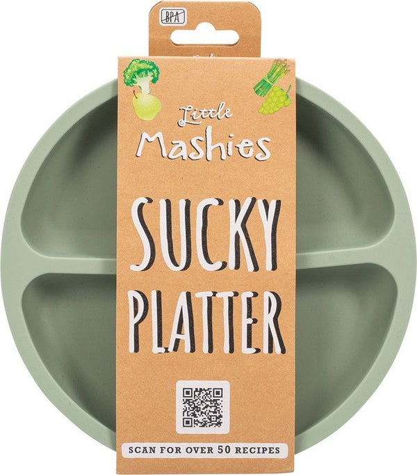 Little Mashies Silicone Sucky Platter Plate Olive
