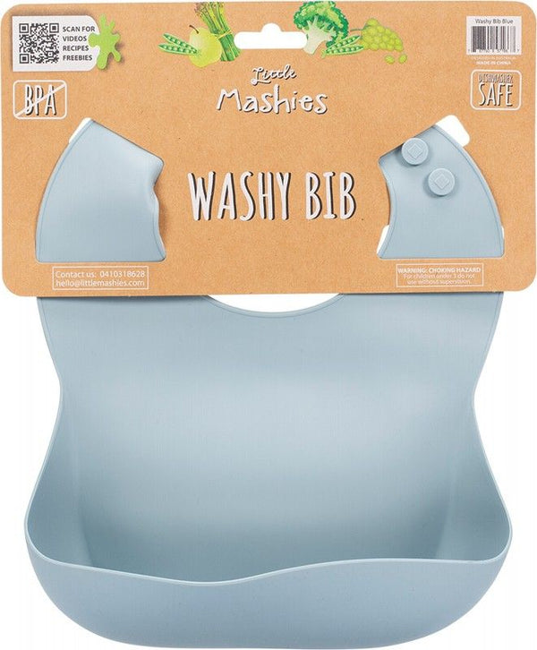Little Mashies Silicone Washy Bib Dusty Blue
