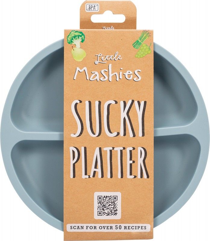 Little Mashies Silicone Sucky Platter Plate Dusty Blue