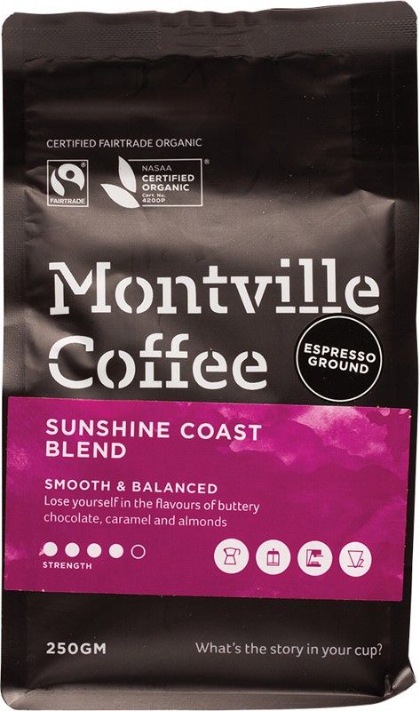 Montville Coffee Ground (Espresso) Sunshine Coast Blend 250g