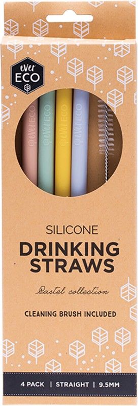 Ever Eco Silicone Straws Straight Pastel Collection X4