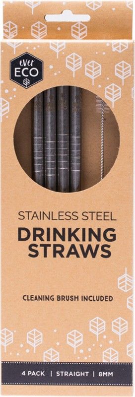 Ever Eco Stainless Steel Straws Straight X4