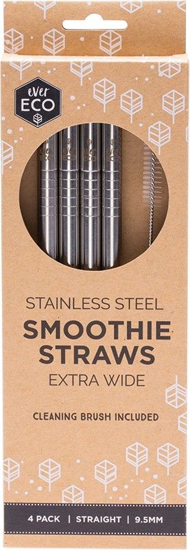 Ever Eco Stainless Steel Straws Straight Smoothie X4
