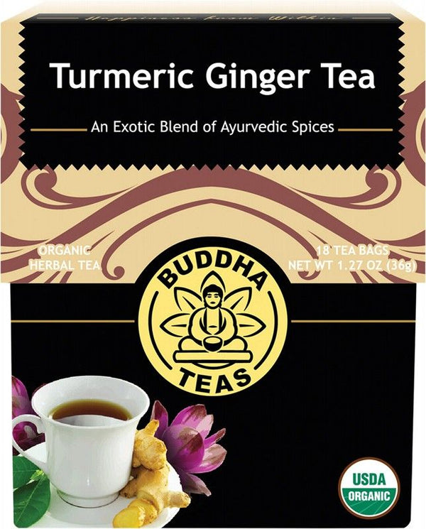 Buddha Teas Organic Herbal Tea Bags Turmeric Ginger Tea 18s