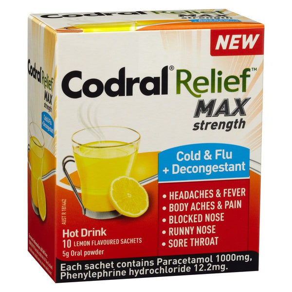 Codral Relief Cold & Flu + Decongestion 10 Sachets