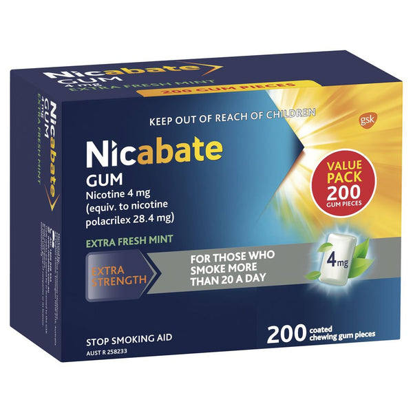 Nicabate Gum 4mg Extra Fresh Mint 200