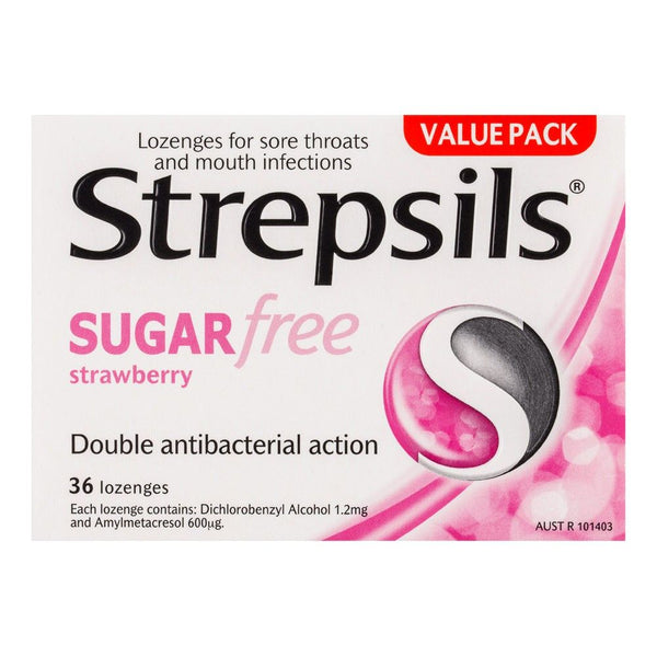 Strepsils Sugar Free Strawberry Lozenges 36