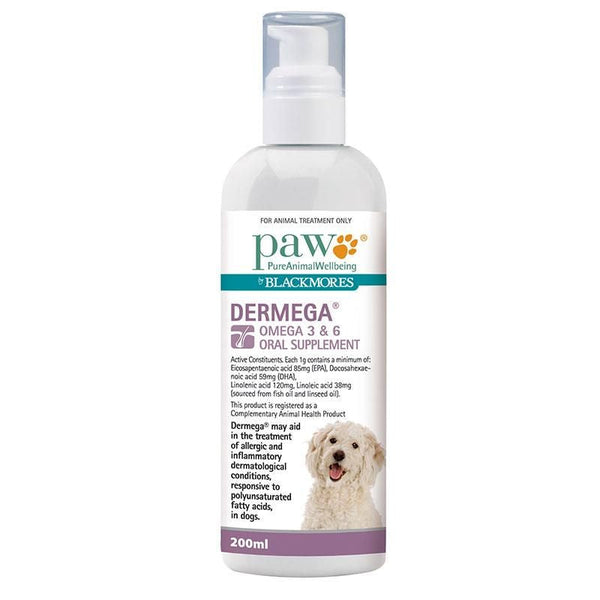 Paw by Blackmores Dermega Omega 3 & 6 Oral Supplement 200ml