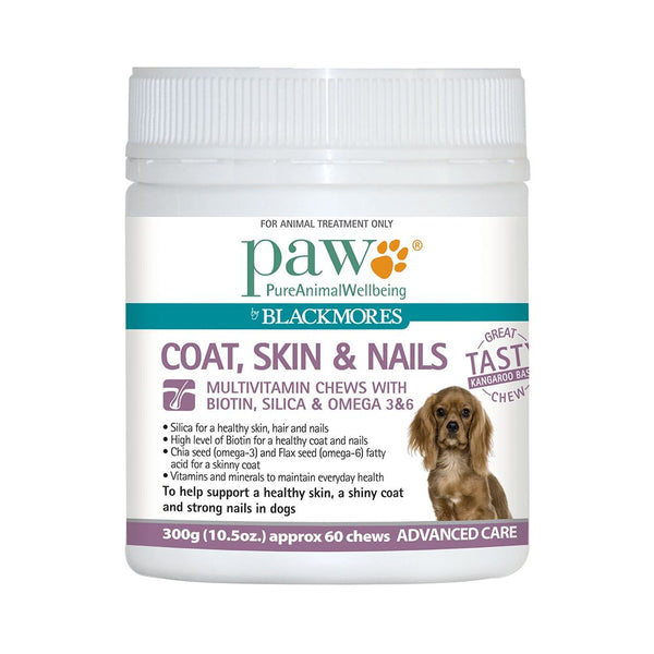 Paw by Blackmores Coat, Skin & Nails (Multivitamin Chews, Approx 60) 300g