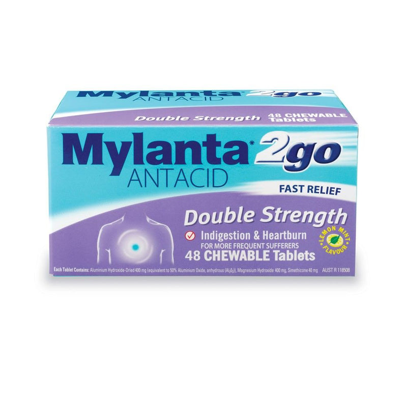 Mylanta 2go Double Strength Chewable Tablets 48