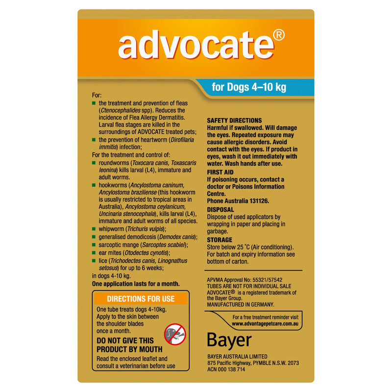 Advocate Dog 4-10 kg Medium 3s