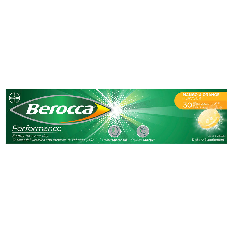 Berocca Energy Vitamin Mango & Orange Effervescent Tablet 30 Pack