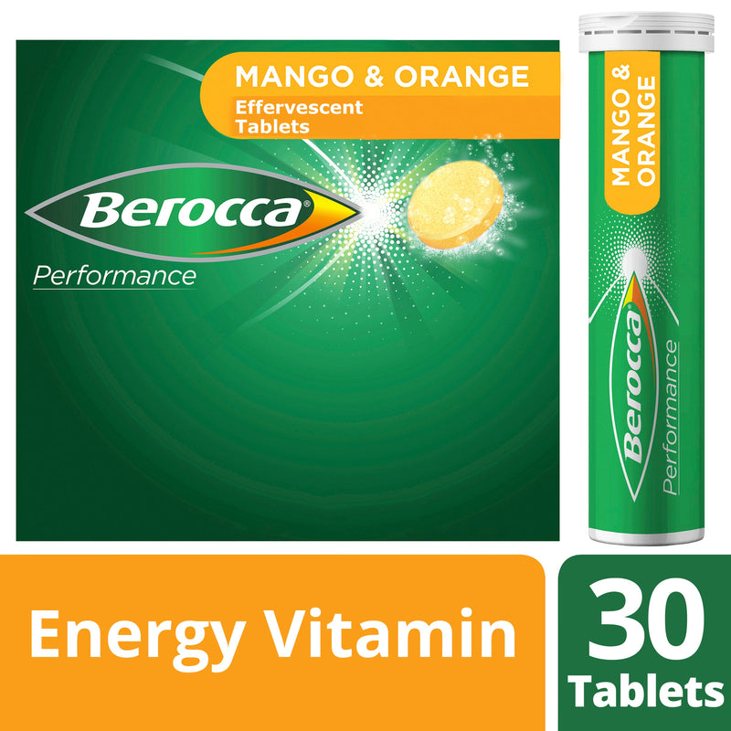 Berocca Energy Vitamin Mango & Orange Effervescent Tablet 30 Pack