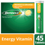 Berocca Energy Vitamin Mango & Orange Effervescent Tablets 45 Pack