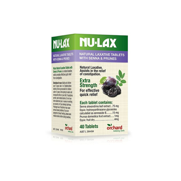 Nulax Natural Laxative + Senna & Prunes 40 Tablets