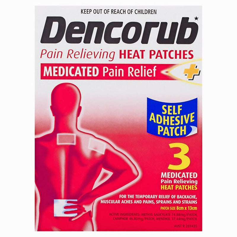 Dencorub Self Adhesive Heat Patches 3 Pack