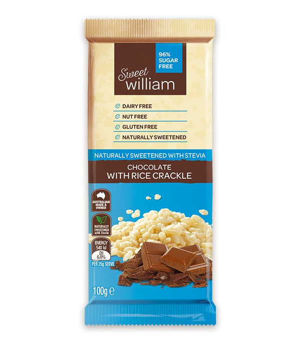 Sweet William 96% Sugar Free Choc Rice Crackle 100g