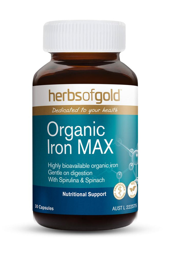 Herbs of Gold Organic Iron Max 30 Vege Capsules