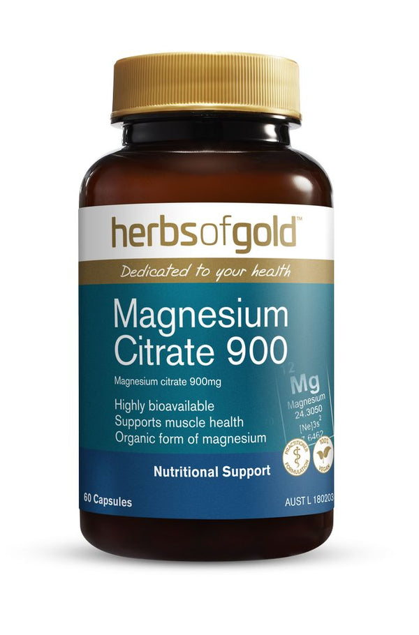Herbs of Gold Magnesium Citrate 900 60 Vege Capsules