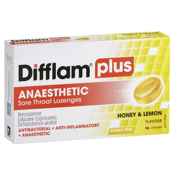 Difflam Plus Anaesthetic Honey &Lemon Lozenges 16