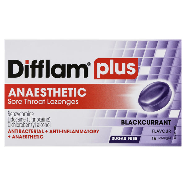 Difflam Lozenges Anti-Inflammatory + Anaesthetic Blackcurrant Sugar Free 16