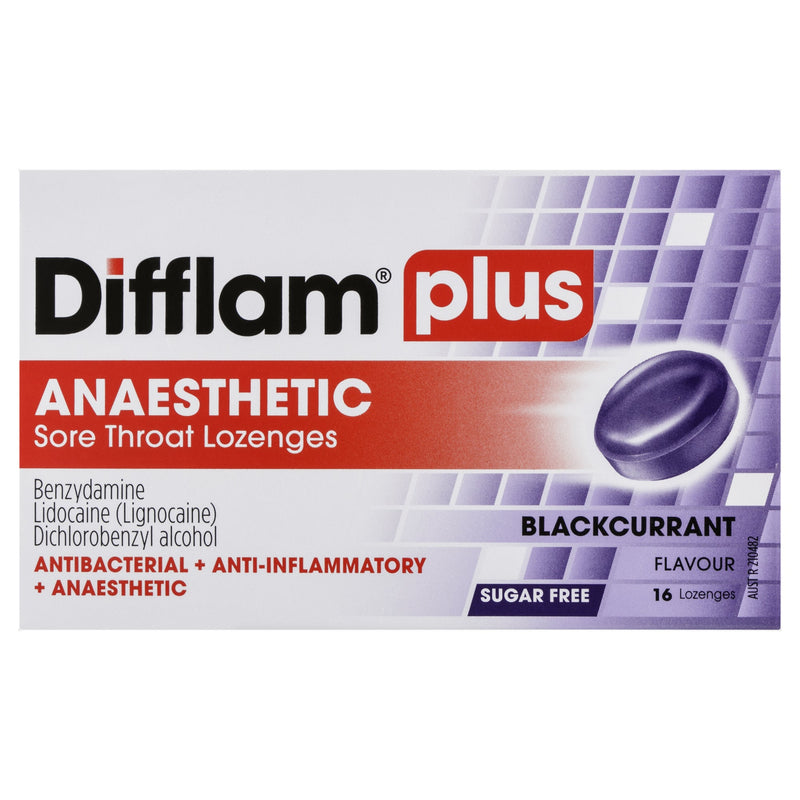 Difflam Lozenges Anti-Inflammatory + Anaesthetic Blackcurrant Sugar Free 16