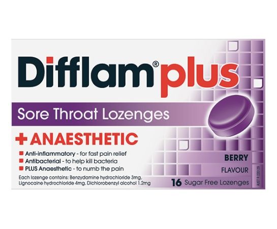 Difflam Lozenges Anti-Inflammatory + Anaesthetic Sugar Free Berry 16