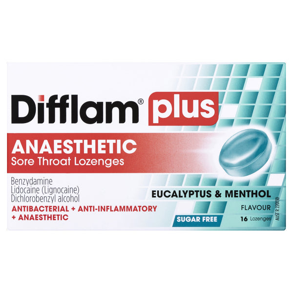 Difflam Lozenges Anti-Inflammatory + Anaesthetic Sugar Free Menthol/Eucalyptus 16