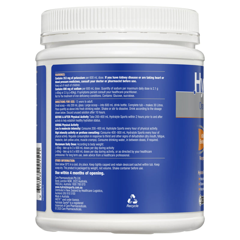 Hydralyte Sports Orange Powder 900g