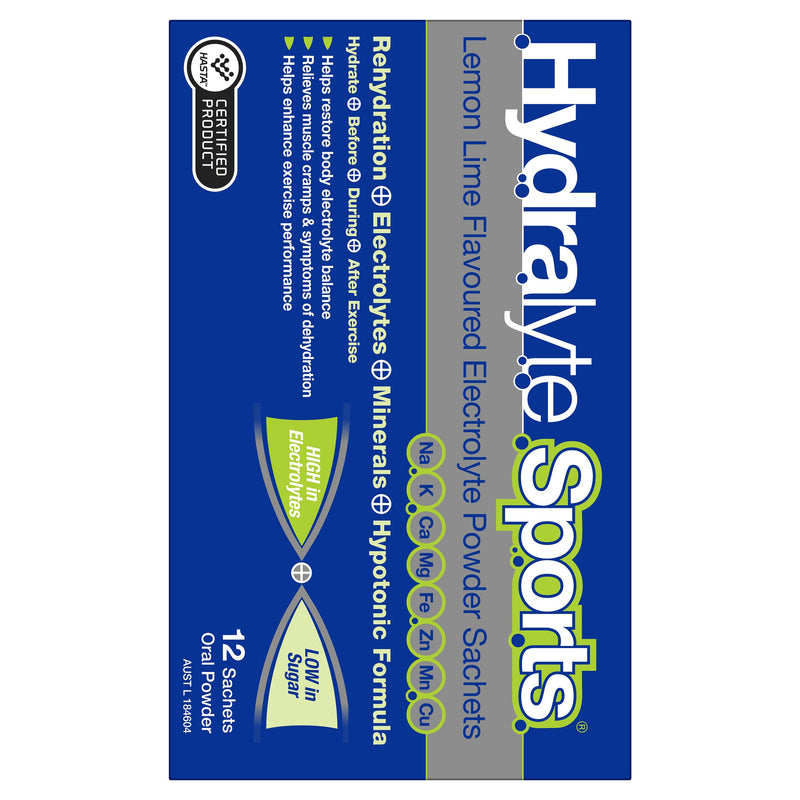 Hydralyte Sports Lemon/Lime 17.9g 12 Pack