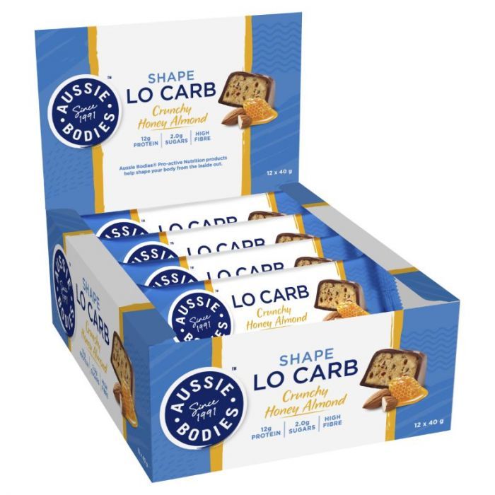 Aussie Bodies Lo Carb Crunchy Honey Almond 40g Box of 12