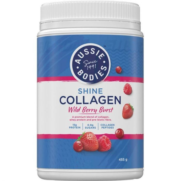 Aussie Bodies Shine Collagen Protein Powder Berry 455g