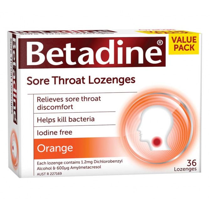 Betadine Sore Throat Lozenges Orange 36