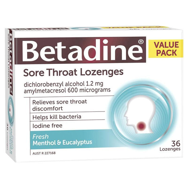 Betadine Sore Throat Lozenges Menthol & Eucalyptus 36