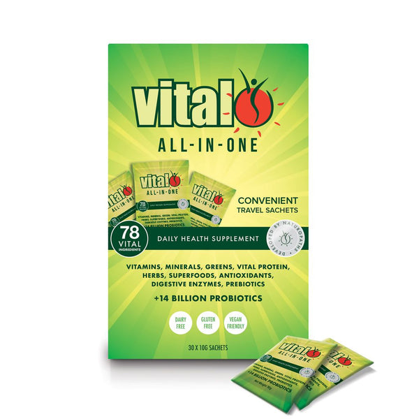 Vital All-In-One Daily Health Supplement Sachet Travel Box (30 X 10g)