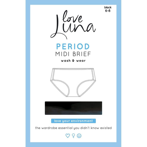 Love Luna Period Midi Brief Size 6-8