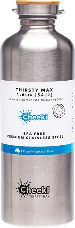 Cheeki Stainless Steel Bottle Silver (Thirsty Max) 1.6L