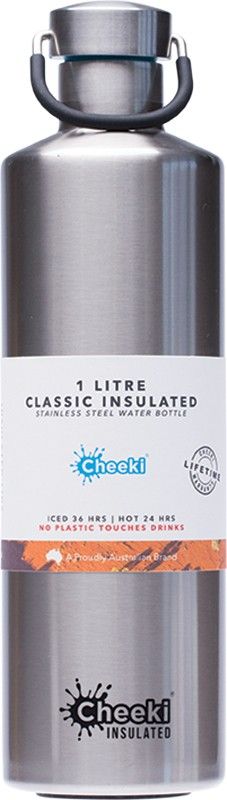 Cheeki Stainless Steel Bottle Insulated Silver 1L