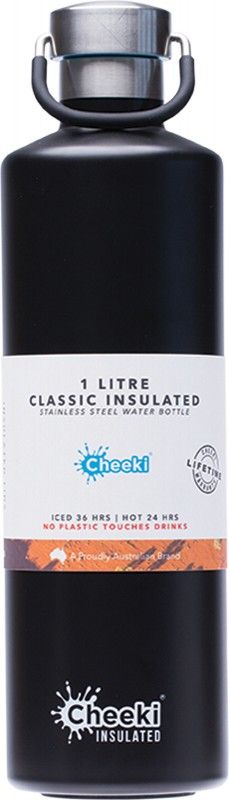 Cheeki Stainless Steel Bottle Insulated Matte Black 1L