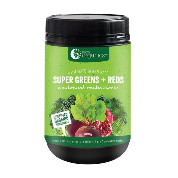 Nutra Organics Super Greens + Reds 300g Powder