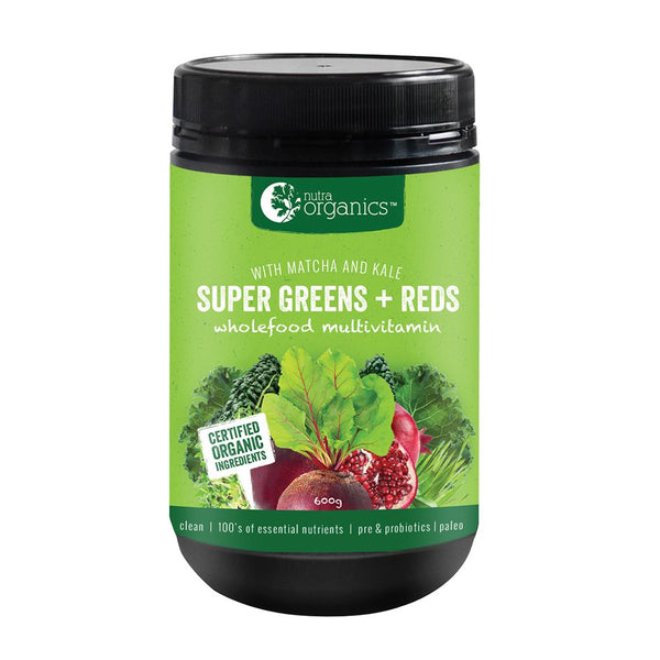 Nutra Organics Super Greens + Reds 600g Powder